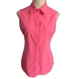 Columbia  Omni Shade Sun Protection Womens S Coral Button Pocket Sleeveless